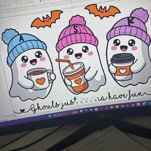 Customizable: Cute Ghost Design with Blue and Pink Accents sticker